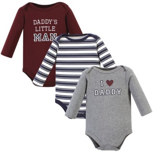 Hudson Baby Infant Boy Cotton Long-Sleeve Bodysuits, Boy Daddy 3-Pack, Preemie