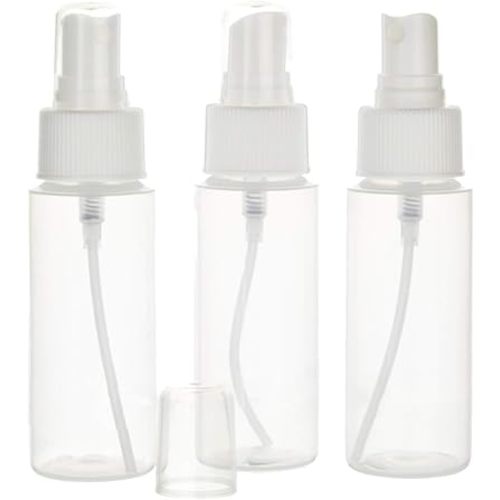 Chica and Jo 2oz Clear Plastic Spray Mist Bottles - Set of 3 - Empty Bottles with Pump Spray Cap - Travel Size 2 Ounce Made in the USA