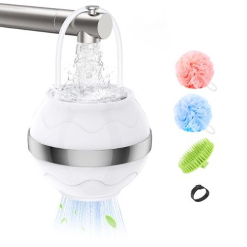 MoKo Bathtub Water Filter, 8 Stages Bath Loofah Filter Water Softener, Portable Bath Filter with Shower Ball & Shampoo Brush, White