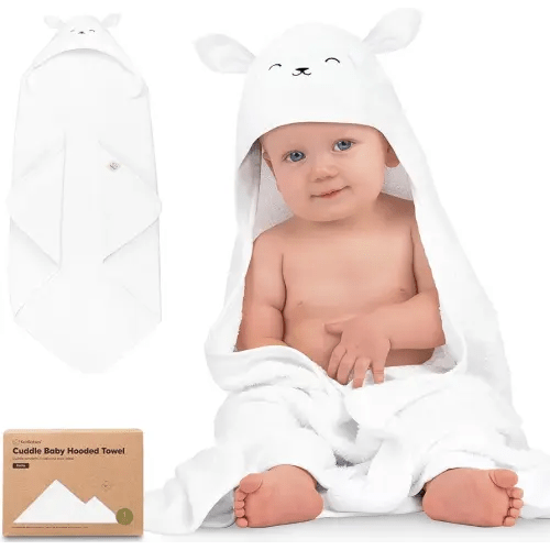 KeaBabies Hooded Baby Towel for Newborn - Viscose Derived from Bamboo Large Baby Bath Towels with Hood for Boys, Girls, Toddler, Extra Absorbent & Soft Newborn Bath Essentials (Lamb)