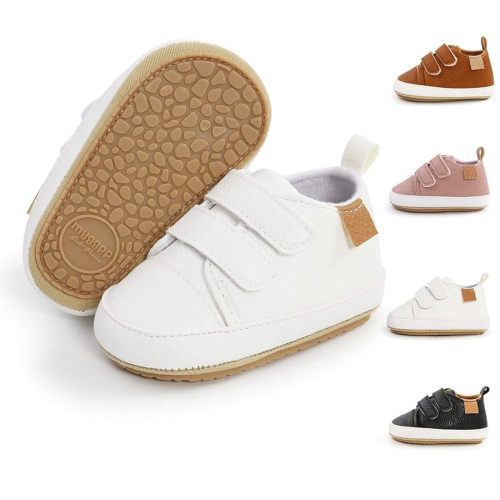 Meckior Toddler Baby Boys Girls High Tops Ankle Sneakers Soft Anti-Slip Sole PU Leather Moccasins Infant Newborn Prewalker First Walking Crib Shoes