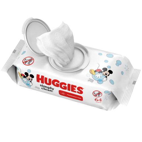 Huggies Simply Clean Unscented Baby Wipes, 1 Flip-Top Pack (64 Wipes Total)