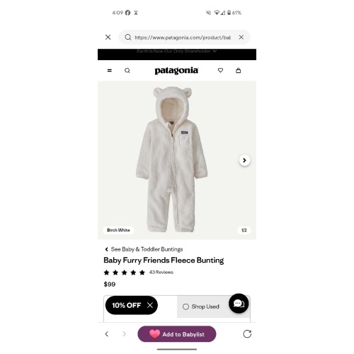 Patagonia Baby Furry Friends Fleece Bunting