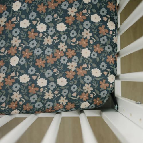 Muslin Crib Sheet | Midnight Floral