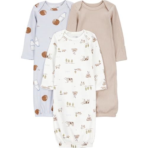 Simple Joys by Carter's unisex-baby 3-pack Neutral Cotton Sleeper Gown