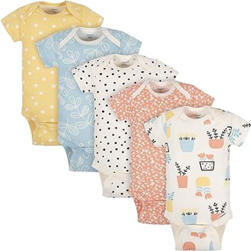 Grow by Gerber baby-girls 5-pack Short-sleeve Onesies Bodysuits