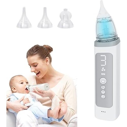 Baby Nasal Aspirator,Electric Nose Suction for Baby,Baby Nose Sucker with 3 Levels Suction,Food-Grade Tips,Soothing Light & Nursery Rhymes