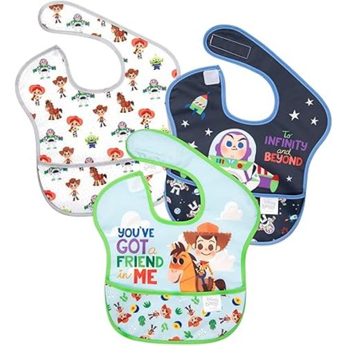 Bumkins Bibs, Disney Toy Story Baby Bibs for Girl or Boy, SuperBib Baby and Toddler Bib for 6-24 Months, Baby Bib for Eating, Feeding Bib, Waterproof Fabric