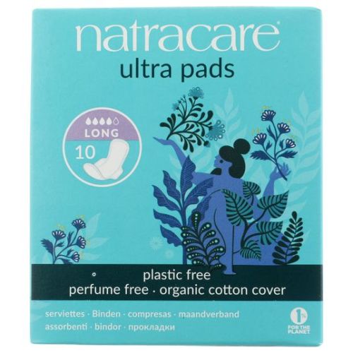 Ultra Long Pads with Wings, Natural, 10 ct