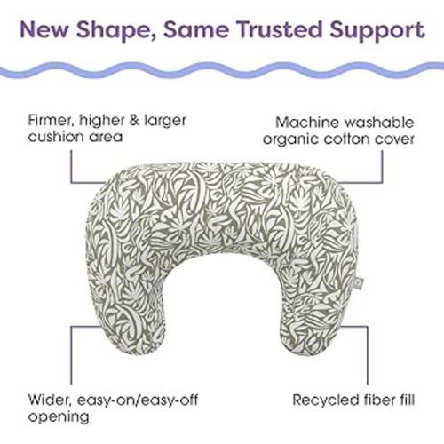 Boppy Nursing Pillow - Organic Cotton Cover, Baby Safety Alliance Verified - Green Cut Out Leaves