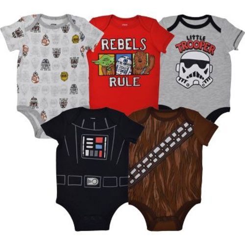 Star Wars Darth Vader Chewbacca Stormtrooper R2-d2 C-3po Baby Boys 5 Pack Bodysuit 3-6 Months