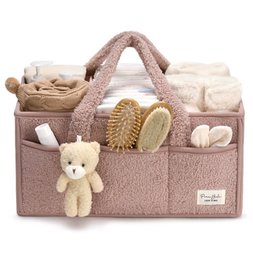 Baby Diaper Caddy Organizer for Changing Table, Portable Nursery Storage Basket Dresser Top