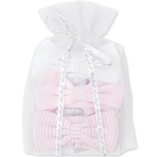Pink Stripe 3 Pack Headband Set w/ Tulle Bag