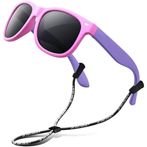 RIVBOS Kids Sunglasses Polarized UV Protection Flexible Rubber Glasses Shades with Strap for Boys Girls RBK004