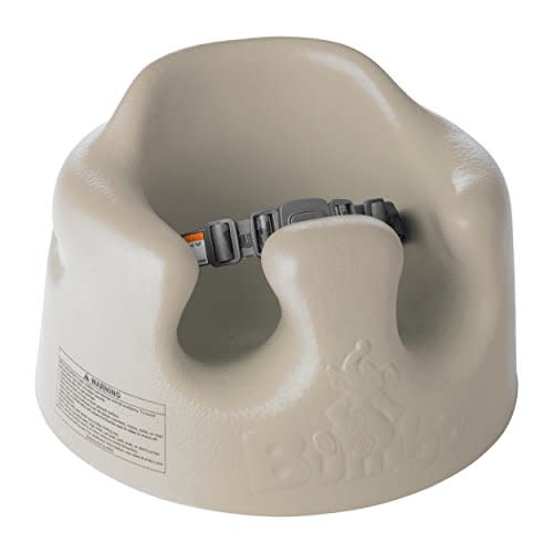 Bumbo Infant Comfortable Soft Foam Floor Booster Seat Baby Chair for Sitting up with 3 Point Adjustable Safety Strap Harness & Rounded Backrest, Taupe