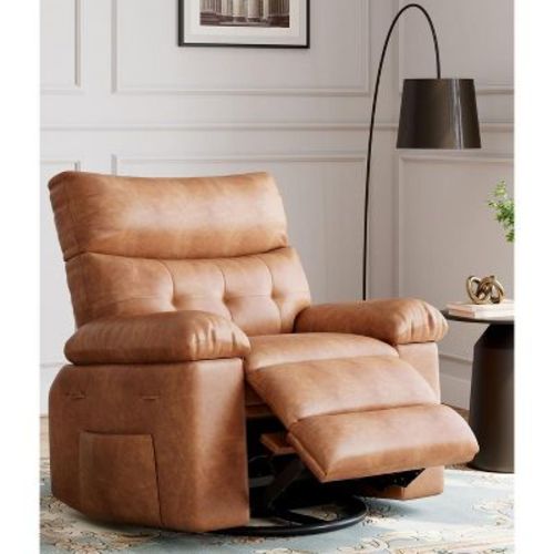 Oversized Recliner with Heat & Massage - 360° Swivel Lazy Chair for Adults, Manual Rocking with Remote, for Living Rooms, Bedrooms