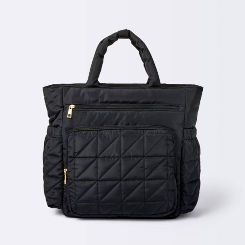 Quilted Diaper Backpack Tote - Black - Cloud Island™