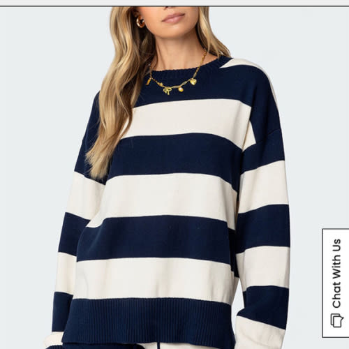 Edikted Riley Oversized Striped Sweater | PacSun in NAVY
