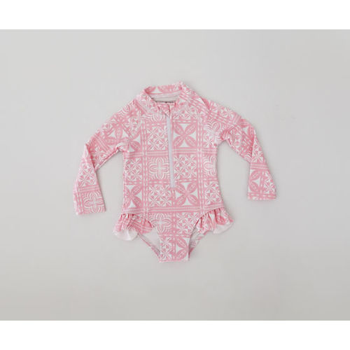 One Piece Long Sleeve Swimsuit - Pink | islandpepe