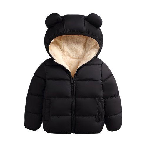 Canrulo Toddler Kids Baby Boy Girl Bear Hooded Coat Winter Thick Jacket Winter Outwear Black 3-6 Months
