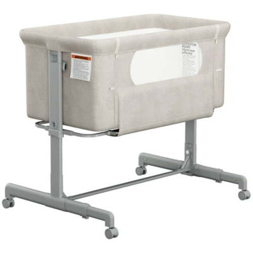 Babyomi Baby Bassinet with Adjustable 6-Level Height, Bedside Crib for Newborn, Beige