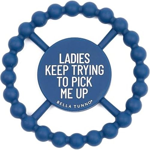 Bella Tunno Happy Teether for Boys – Soft & Easy Grip Baby Boy Teether Toy, Silicone Teether Ring to Help Soothe Gums, Non-Toxic and BPA Free, Ladies Pick Me Up