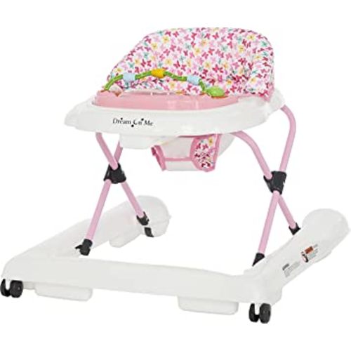 Dream On Me 2-in-1 Ava Baby Walker, Easy Convertible Baby Walker, Walk Behind, Height Adjustable Seat, Added Back Support, Detachable Slate, Spring Pink