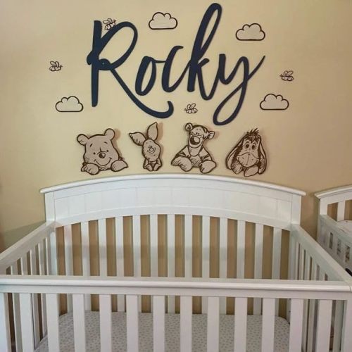 Winnie Bear Baby Nursury Decoration Stuff, Nursuring Room Wall Hanging Decoration for Newborn Baby Room 4 Pcs Set