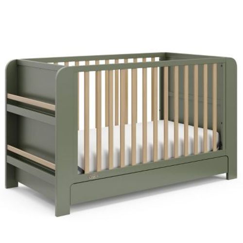 Graco Read-with-me 4-in-1 Convertible Crib And Bookcase With Drawer - Olive/driftwood