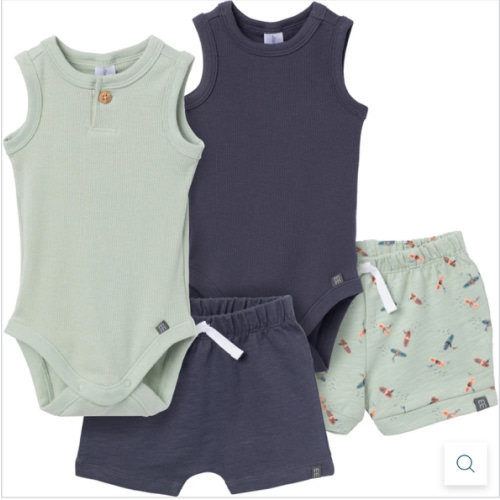 4-Piece Baby Boys Green & Navy Bodysuits and Shorts Set – Gerber Childrenswear