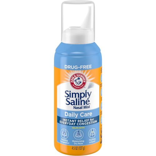 ARM & HAMMER Simply Saline Nasal Care Daily Mist 4.5oz – Instant Relief for Every Day Congestion – One 4.5oz Bottle