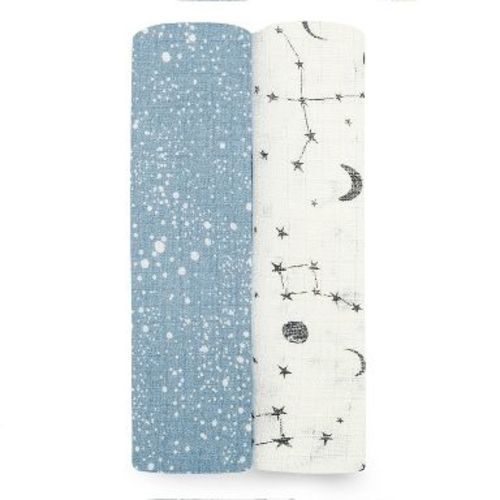 aden + anais Essentials 2pk Silky Soft Muslin Swaddle Blanket - Cosmic Galaxy: 44" x 44", Sensory Friendly