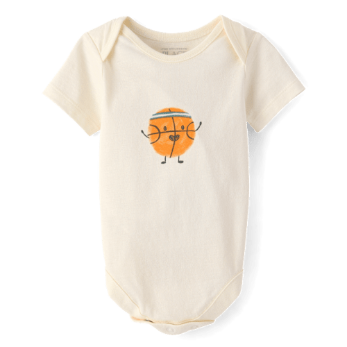 Baby Basketball Graphic Bodysuit - Cream