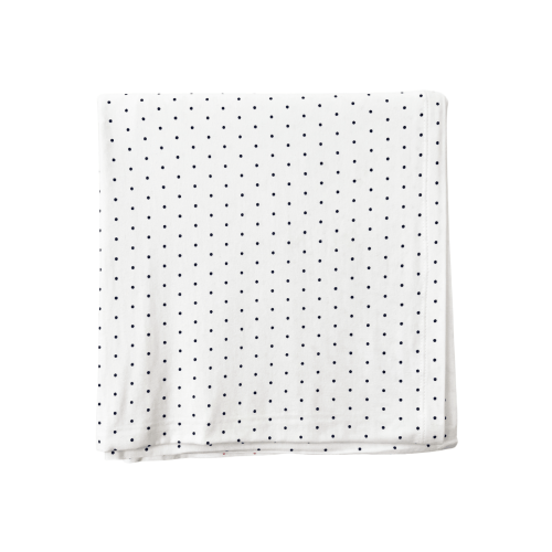Stretch Swaddle Blanket, Navy Polka Dot