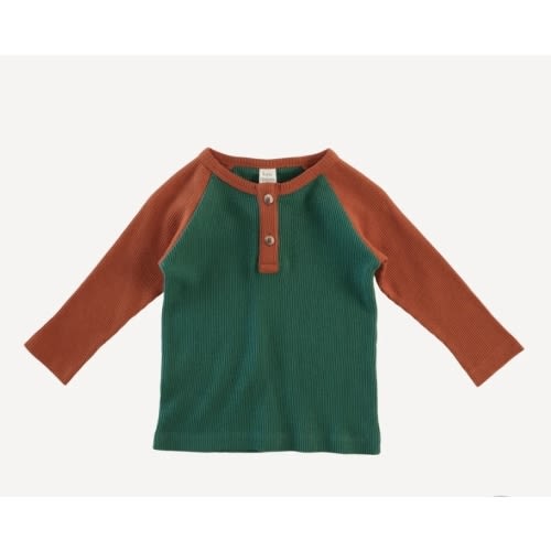 long sleeve baseball tee | juniper | organic cotton thermal