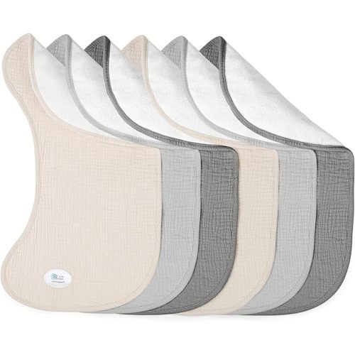 lulumoon Muslin Burp Cloths Babies: 100% Soft Cotton Large Burping Cloths - Neutral Baby Burp Rags for Boys and Girls - Absorbent Burp Cloth for Spit-Ups 4 Pack