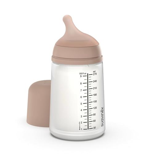Suavinex Zero Zero Anti Colic Baby Bottle, No 1 Spanish Baby Bottle Brand, Minimizes Bottle Rejection & Nipple Confusion, Perfect for Breastfeeding Babies, 9oz/270mL, Medium Tone, Medium Flow Nipple