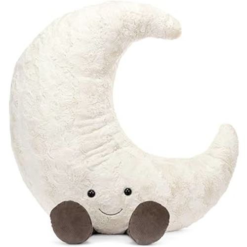 WeightedPlush 14" Moon Plush Toy Cute Smile Funny Moon Sunshine Stuffed Animals Pillow Moon Shape Soft Plushie for Gifts for Kids Birthday