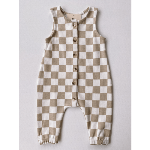 checkerboard jumpsuit - tiramisu