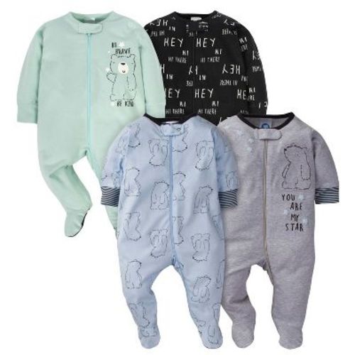 Gerber Baby Boys 4 Pack Sleep 'n Play Footie - Animals - 0-3 Months - 4-pack