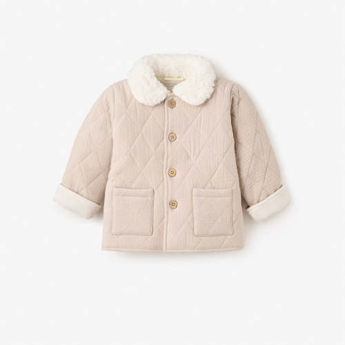 Taupe Organic Muslin Quilted Jacket
 – Elegant Baby