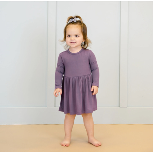 Larkspur Baby | Long Sleeve Twirl Dress in Plum