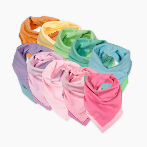 Honest Baby Clothing 10-Pack Organic Cotton Reversible Bandana Bib Burp Cloths - Pink Rainbow, Os