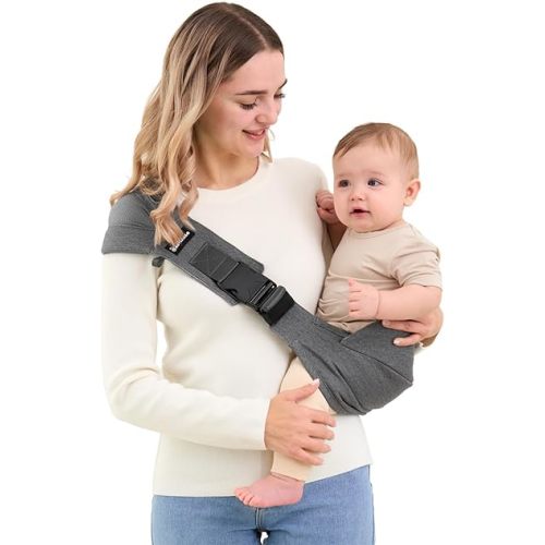 Toddler Sling Carrier - Premium Cotton, Expandable & Ergonomic, One Size Fits All, Ideal for 6-48 Months (11-44 lbs), Compact & Easy to Use, Steel Gray