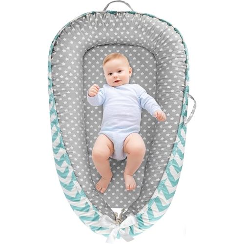 URMYWO Baby Lounger - Baby Lounger for Newborn 0-24 Months, Breathable & Soft Cotton Baby Nest Cover Infant Lounger, Babies Newborn Essentials Gifts, Portable Baby Floor Seat for Home and Travel