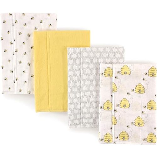 Hudson Baby Unisex Baby Cotton Flannel Burp Cloths, Bee, One Size