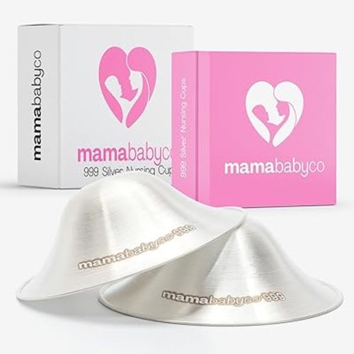 MamaBabyCo® 999 Silver Nursing Cups - The Original Nipple Shields for Nursing Newborn - Breastfeeding Essentials - Protect and Soothe Sore Nipples - Nickel Free - Standard Size (Regular)