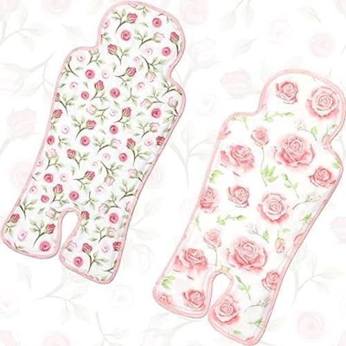 Qunclay 2 Pcs Gel Car Seat Cooler Pad for Baby Cooling Pad for Stroller Breathable Universal Car Cooler Mat Multifunctional Baby Stroller Seat Liner Cushion Chair(Flower)