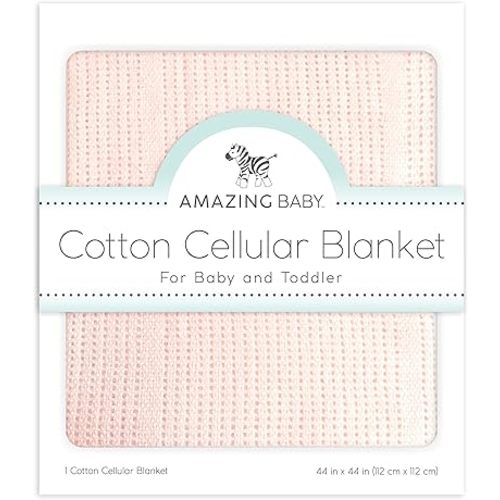 Amazing Baby Cellular Blanket, Premium Cotton, Soft Pink, 44x44 Inch (Pack of 1)