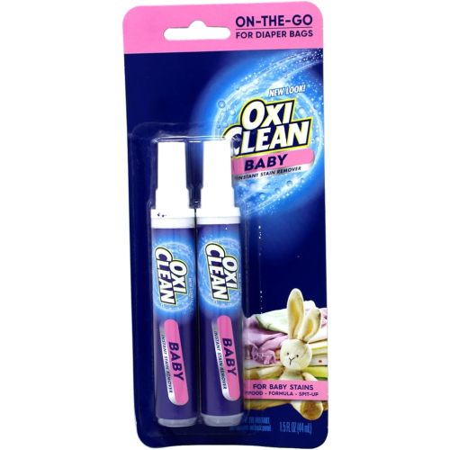 OxiClean Baby Instant Stain Remover Pen Twin Pack, 0.75 oz Each, On-the-Go for Diaper Bags, Gentle Formula for Baby Clothes, Food Formula and Spit-Up Stains, Travel-Friendly